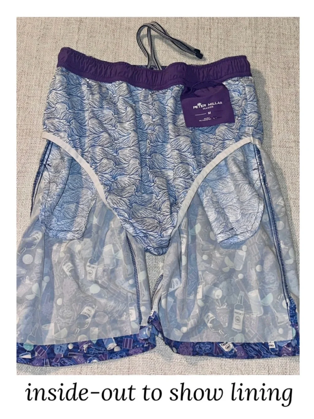 PETER MILLAR Seaside Transfusion Boom Boom Swim Trunk Short Whimsical Chic Men M